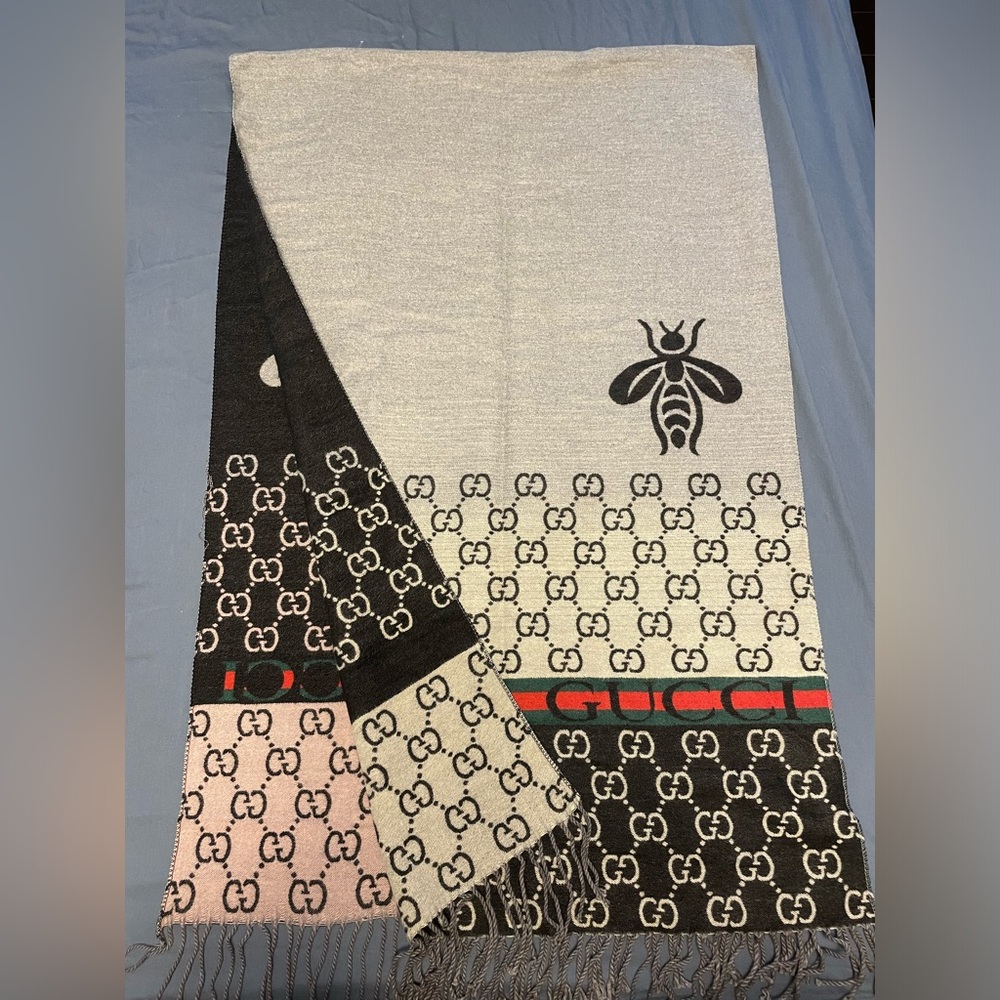 Gucci Jacquard Scarf with Tassels